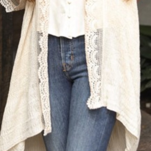 S-XXL🌓Kennedy Crinkle Scallop Lace Edge Kimono - Picture 5 of 7